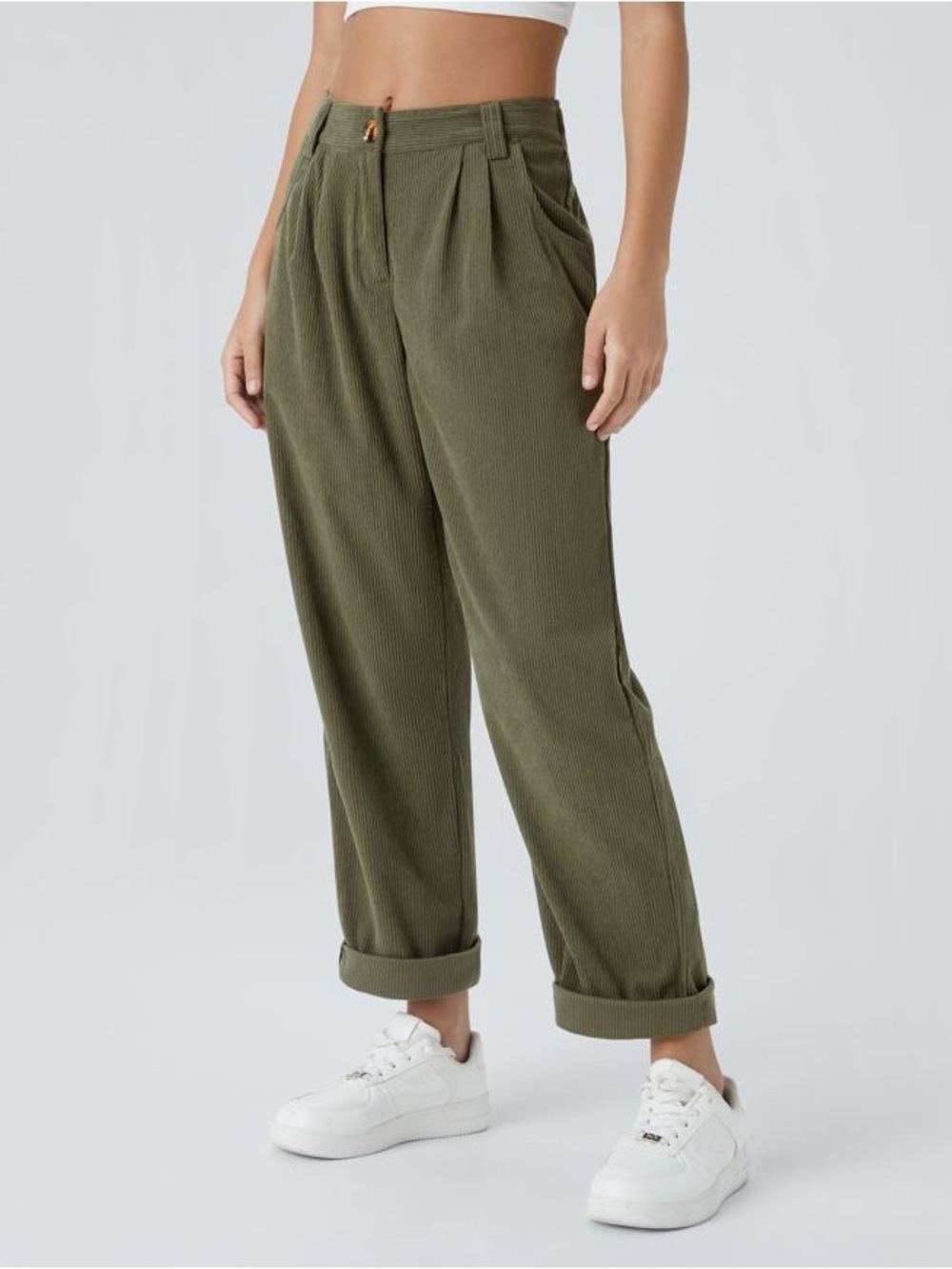 NWT Halara Mid Rise Zipper Pocket Corduroy Casual Pants Size Large - Picture 4 of 13